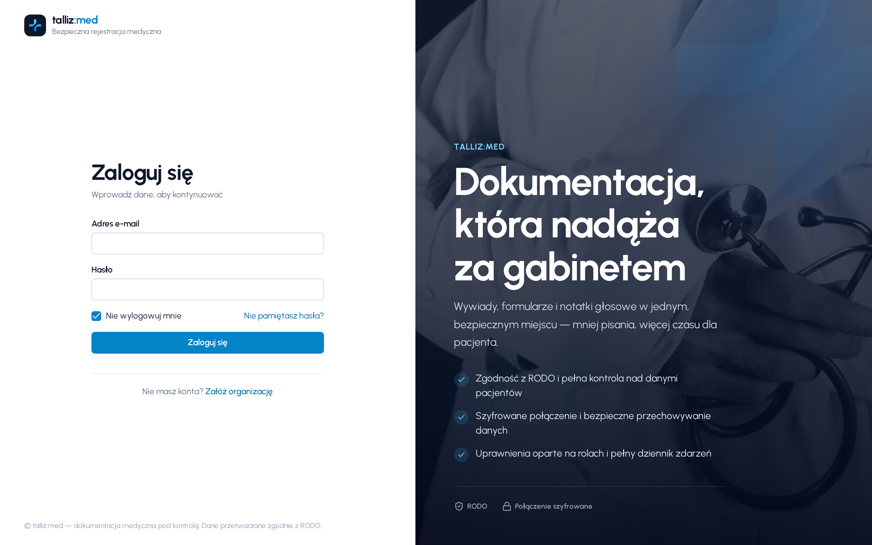 Ekran logowania talliz:med